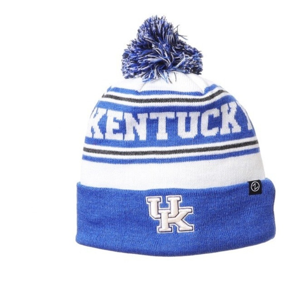 University Of Kentucky Blue Pom Beanie Hat, By Zephyr, Authentic, One Size